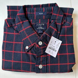 J. Crew Flex Oxford - Navy/Red Plaid– Slim Small (NWT)